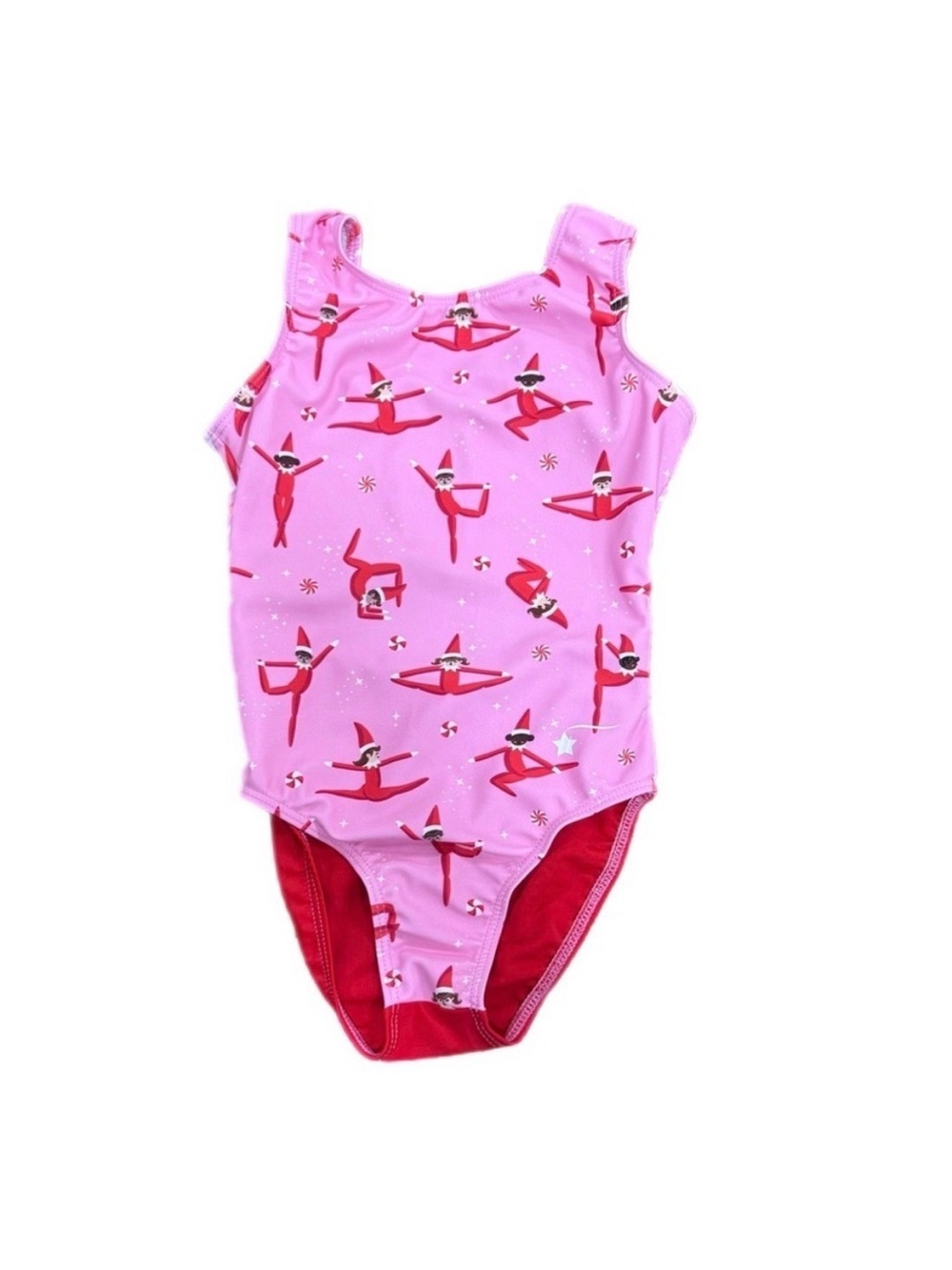 Girls Pink Elf Print One-Piece Swimsuit